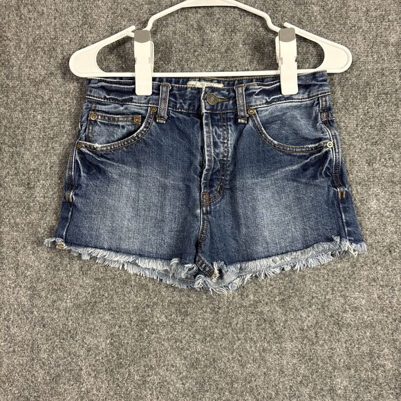 Free People Pants - Free People Shorts Womens Size 25 Blue Button Fly Raw Hem Boho Hippie Grunge